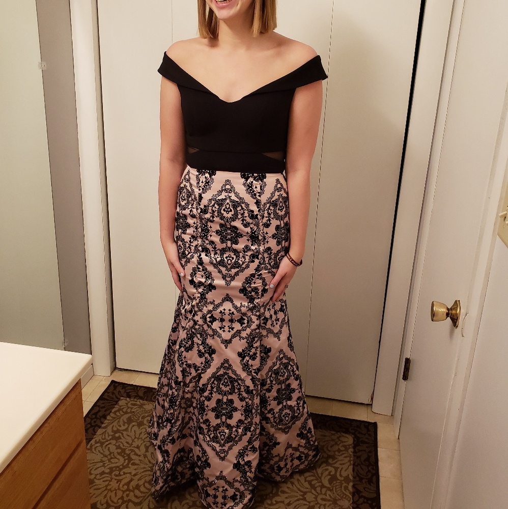 Black and Pink Prom Dress